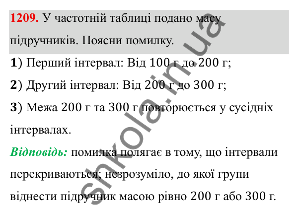 ГДЗ Алгебра 8 клас Бевз 2025 — завдання 1209, § 24. Збирання та систематизація даних. Частотні таблиці. Діаграми
