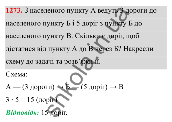 ГДЗ Алгебра 8 клас Бевз 2025 — завдання 1273, § 26. Комбінаторні задачі
