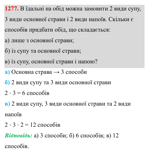Завдання 1277 ГДЗ Алгебра 8 клас Бевз 2025 — завдання 1277, § 26. Комбінаторні задачі