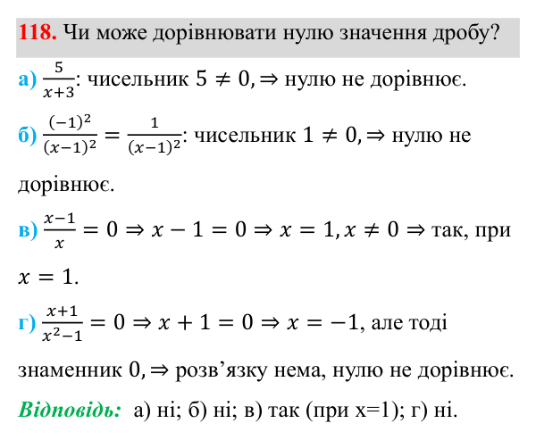 Завдання 118 ГДЗ Алгебра 8 клас Бевз 2025 — завдання 118, § 3. Раціональні вирази