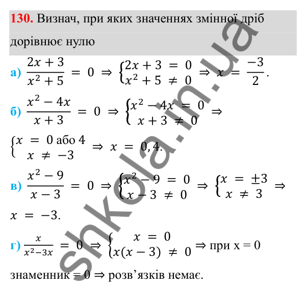 ГДЗ Алгебра 8 клас Бевз 2025 — завдання 130, § 3. Раціональні вирази