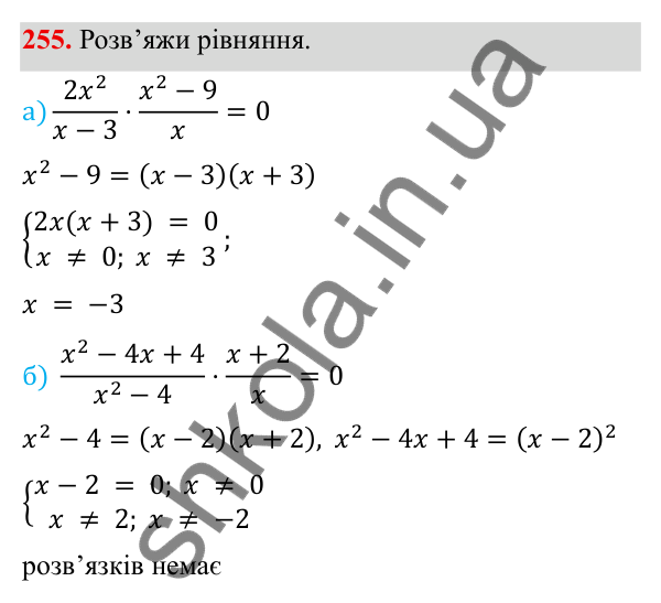 ГДЗ Алгебра 8 клас Бевз 2025 — завдання 255, § 5. Множення дробів