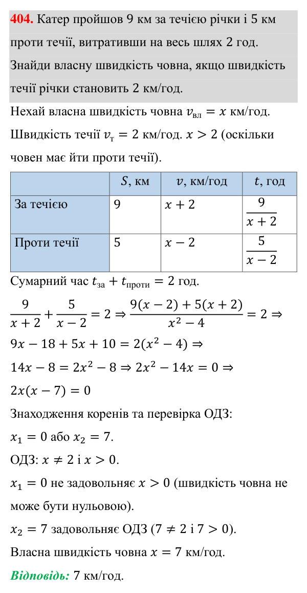 Завдання 404 ГДЗ Алгебра 8 клас Бевз 2025 — завдання 404, § 8. Раціональні рівняння
