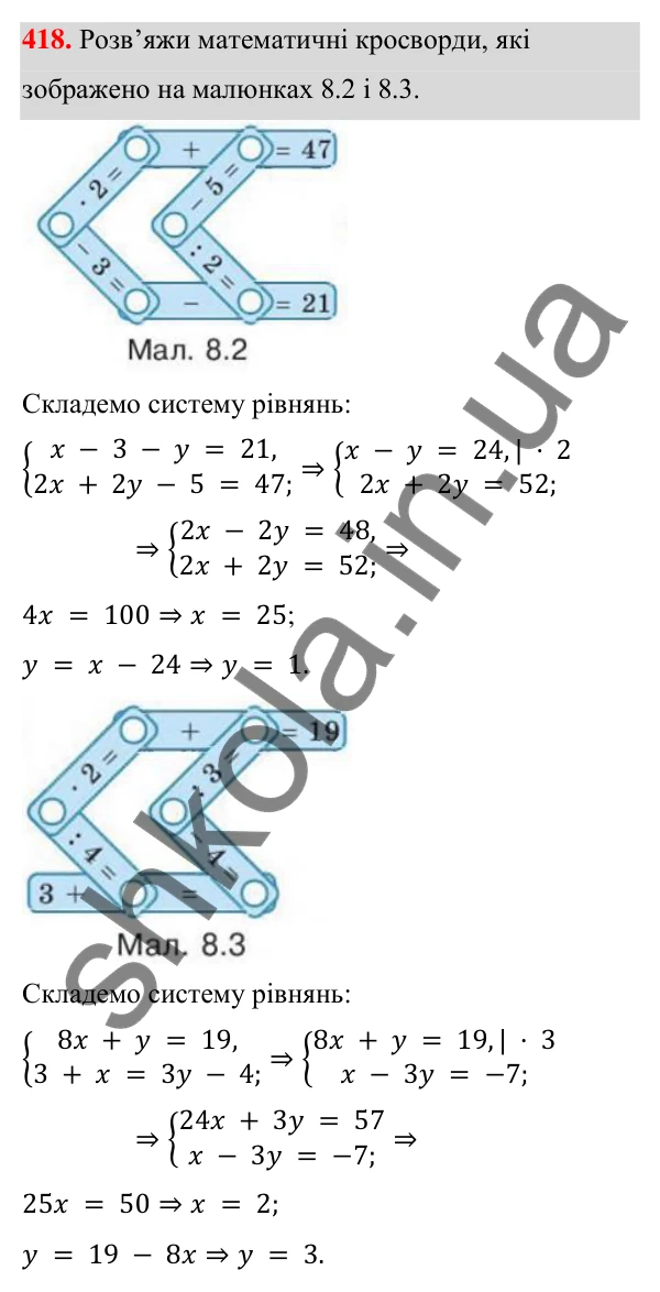 ГДЗ Алгебра 8 клас Бевз 2025 — завдання 418, § 8. Раціональні рівняння