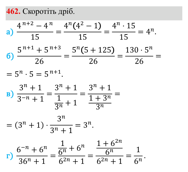 Завдання 462 ГДЗ Алгебра 8 клас Бевз 2025 — завдання 462, § 9. Степені з цілими показниками