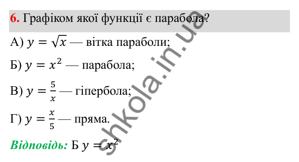 ГДЗ Алгебра 8 клас Бевз 2025 — завдання 6, тестові завдання №4