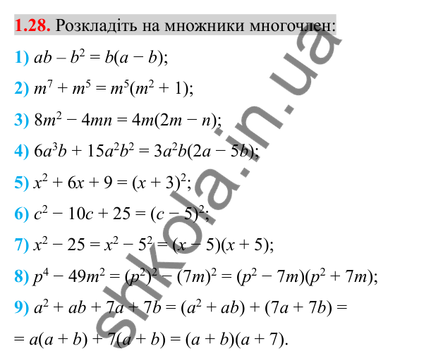 Відповідь до завдання 1.28 (с. 17) з алгебри для 8 класу (Істер, 2025): Раціональні вирази. Раціональні дроби
