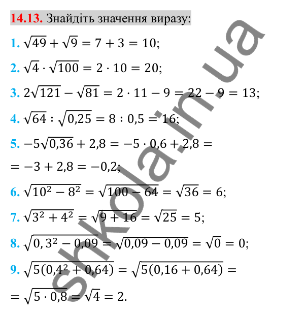 Відповідь до завдання 14.13 (с. 121) з алгебри для 8 класу (Істер, 2025): Арифметичний квадратний корінь