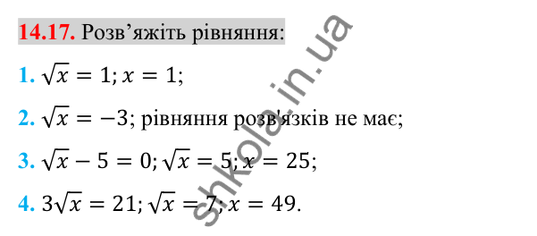 Відповідь до завдання 14.17 (с. 121) з алгебри для 8 класу (Істер, 2025): Арифметичний квадратний корінь