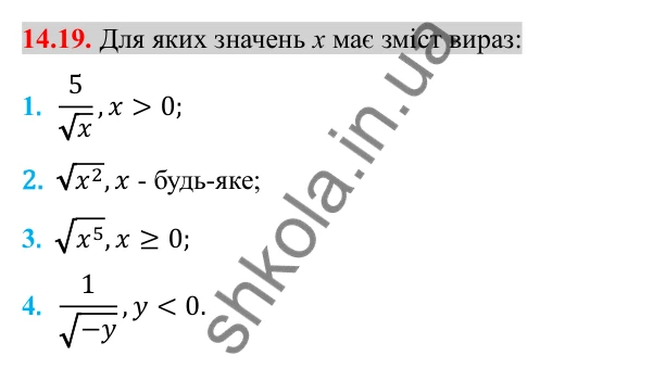 Відповідь до завдання 14.19 (с. 121) з алгебри для 8 класу (Істер, 2025): Арифметичний квадратний корінь