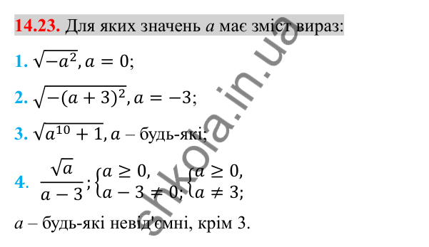 Відповідь до завдання 14.23 (с. 122) з алгебри для 8 класу (Істер, 2025): Арифметичний квадратний корінь