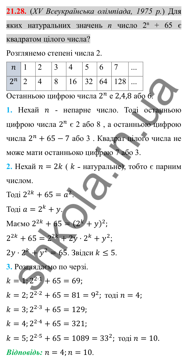 Відповідь до завдання 21.28 (с. 179) з алгебри для 8 класу (Істер, 2025): Формула коренів квадратного рівняння