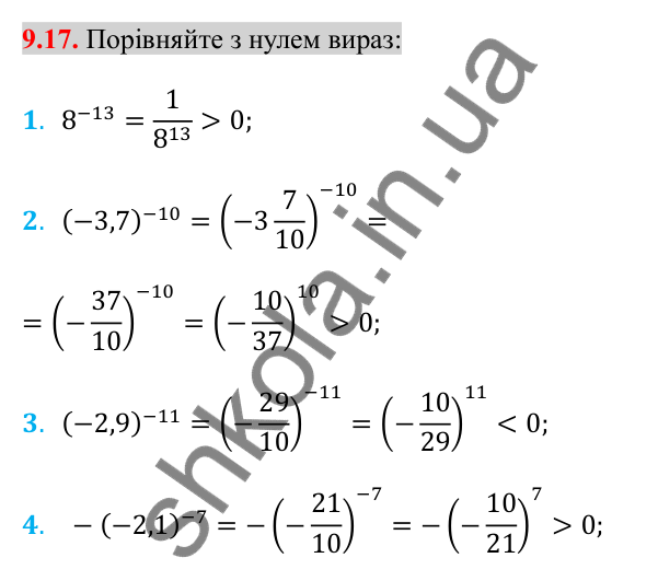 Відповідь до завдання 9.17 (с. 75) з алгебри для 8 класу (Істер, 2025): Степінь із цілим показником