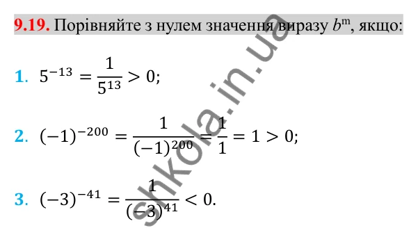 Відповідь до завдання 9.19 (с. 76) з алгебри для 8 класу (Істер, 2025): Степінь із цілим показником