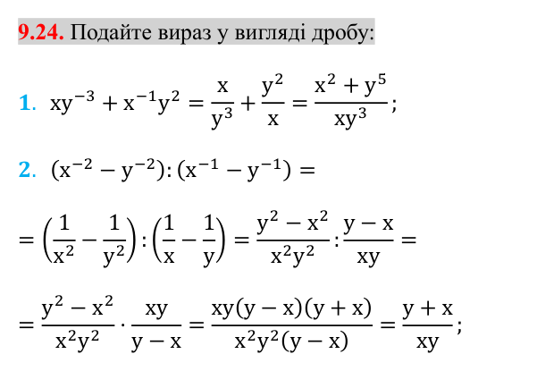 Завдання 9.24 Відповідь до завдання 9.24 (с. 76) з алгебри для 8 класу (Істер, 2025): Степінь із цілим показником