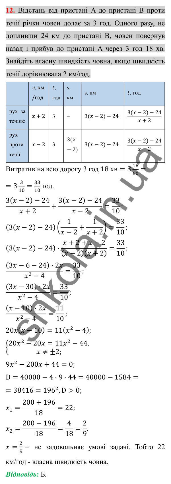 Відповідь до завдання 12 (с. 211) домашньої самостійної роботи № 6 з алгебри для 8 класу (Істер, 2025)