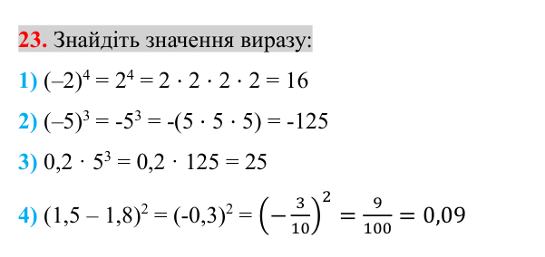 Завдання 23 (повторення за 7 клас) Відповідь до завдання 23 (с. 6) з повторення алгебри за 7 клас для 8 класу (Істер, 2025): Цілі вирази