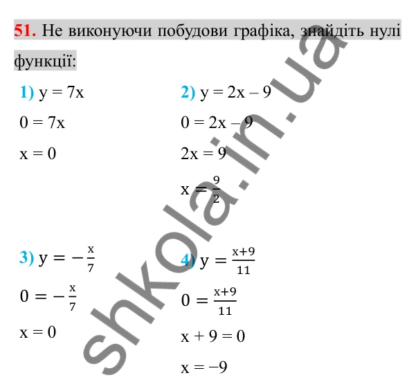 Відповідь до завдання 51 (с. 8) з повторення алгебри за 7 клас для 8 класу (Істер, 2025): Функції