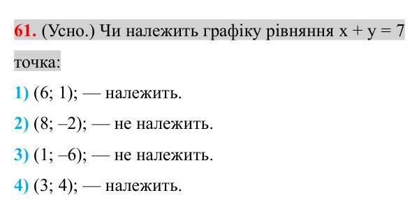Завдання 61 (повторення за 7 клас) Відповідь до завдання 61 (с. 10) з повторення алгебри за 7 клас для 8 класу (Істер, 2025): Системи лінійних рівнянь з двома…