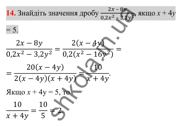 Відповідь до завдання 14 (с. 99) для повторення розділу 1 з алгебри для 8 класу (Істер, 2025)