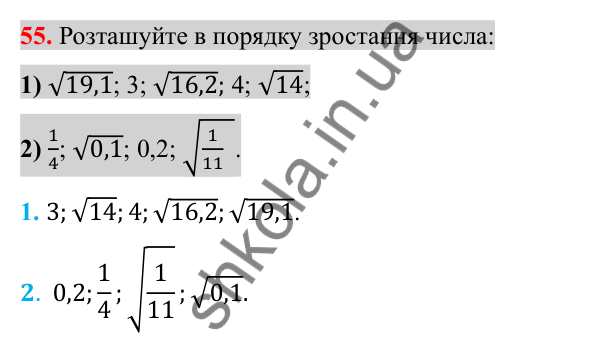 Відповідь до завдання 55 (с. 164) для повторення розділу 2 з алгебри для 8 класу (Істер, 2025)
