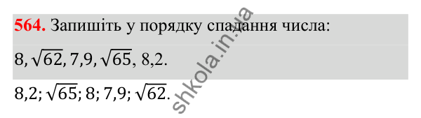 Відповідь до завдання 564 з алгебри для 8 класу (Мерзляк, 2025): 17. Функція y = √x та її графік