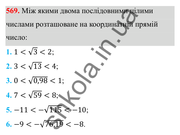 Відповідь до завдання 569 з алгебри для 8 класу (Мерзляк, 2025): 17. Функція y = √x та її графік