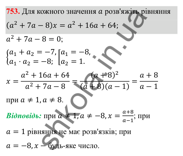 Відповідь до завдання 753 з алгебри для 8 класу (Мерзляк, 2025): 21. Квадратний тричлен