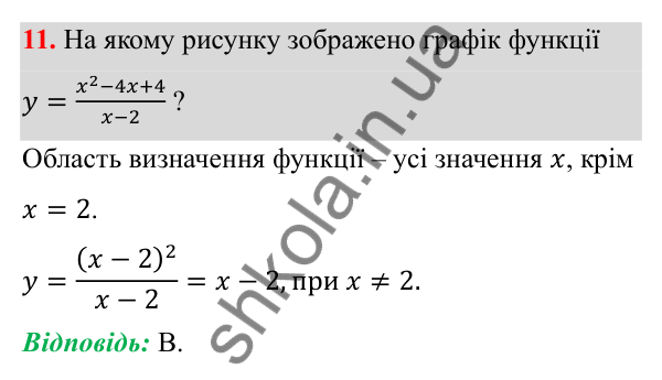 Відповідь до тест № 1, завдання 11 з алгебри для 8 класу (Мерзляк, 2025): Завдання № 1 «Перевірте себе»