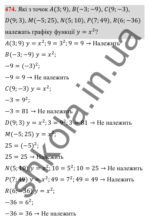 Завдання 474 ГДЗ Алгебра 8 клас Тарасенкова 2025 — завдання 474, § 12. Функція y = x²