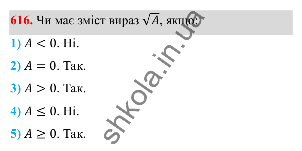 ГДЗ Алгебра 8 клас Тарасенкова 2025 — завдання 616, § 15. Перетворення ірраціональних виразів