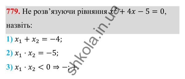 Завдання 779 ГДЗ Алгебра 8 клас Тарасенкова 2025 — завдання 779, § 19. Теорема Вієта