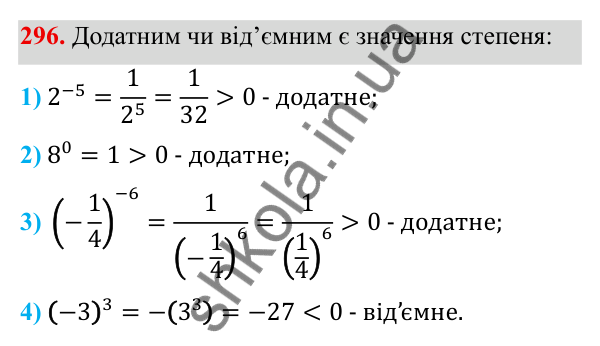 ГДЗ Алгебра 8 клас Тарасенкова 2025 — завдання 296, § 8. Що таке степінь із цілим показником