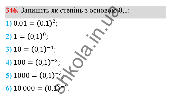 ГДЗ Алгебра 8 клас Тарасенкова 2025 — завдання 346, § 9. Властивості степенів із цілими показниками