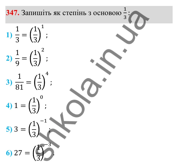 ГДЗ Алгебра 8 клас Тарасенкова 2025 — завдання 347, § 9. Властивості степенів із цілими показниками