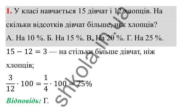 ГДЗ Алгебра 8 клас Тарасенкова 2025 — тест до розділу 5. завдання 1, Тестові завдання до розділу 5