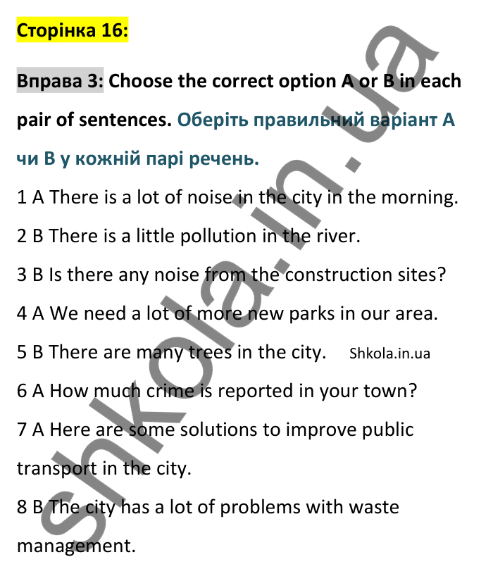 Відповідь до вправи 3, Unit 6 (Some/any, much/many, a lot of, a few...), сторінка 16 - ГДЗ Англійська мова 8 клас Хейдерман 2025. Prepare 8 Grammar