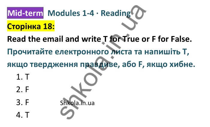 Відповідь до завдання рубрики Reading, сторінка 18 - ГДЗ Англійська мова 8 клас Мітчелл 2025 тести. Full Blast Plus 8 Test Booklet