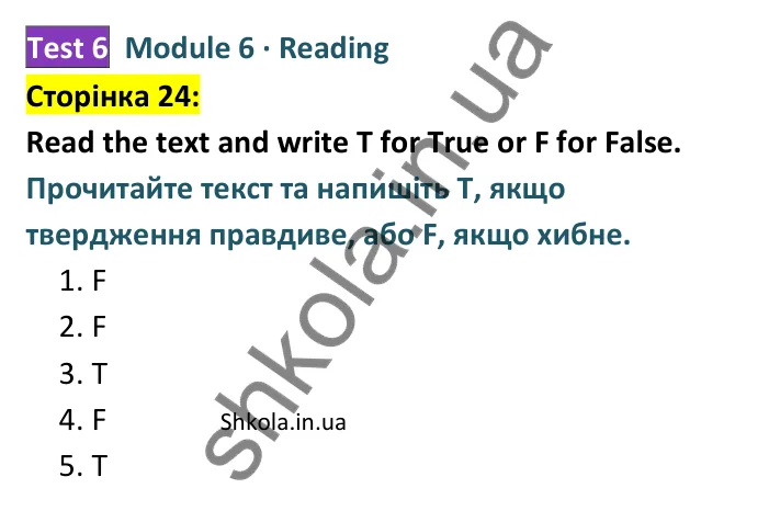 Відповідь до завдання рубрики Reading, сторінка 24 - ГДЗ Англійська мова 8 клас Мітчелл 2025 тести. Full Blast Plus 8 Test Booklet
