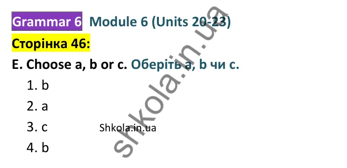 Відповідь до завдання E, сторінка 46 - ГДЗ Англійська мова 8 клас Мітчелл 2025 тести. Full Blast Plus 8 Test Booklet