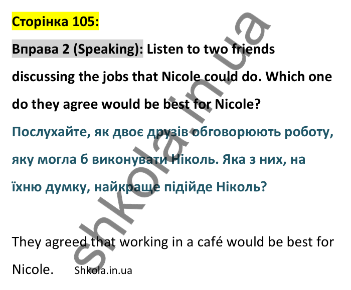 Відповідь до вправи 2, сторінка 105 (говоріння) - ГДЗ Англійська мова 8 клас Стайрінг 2025. Prepare 8
