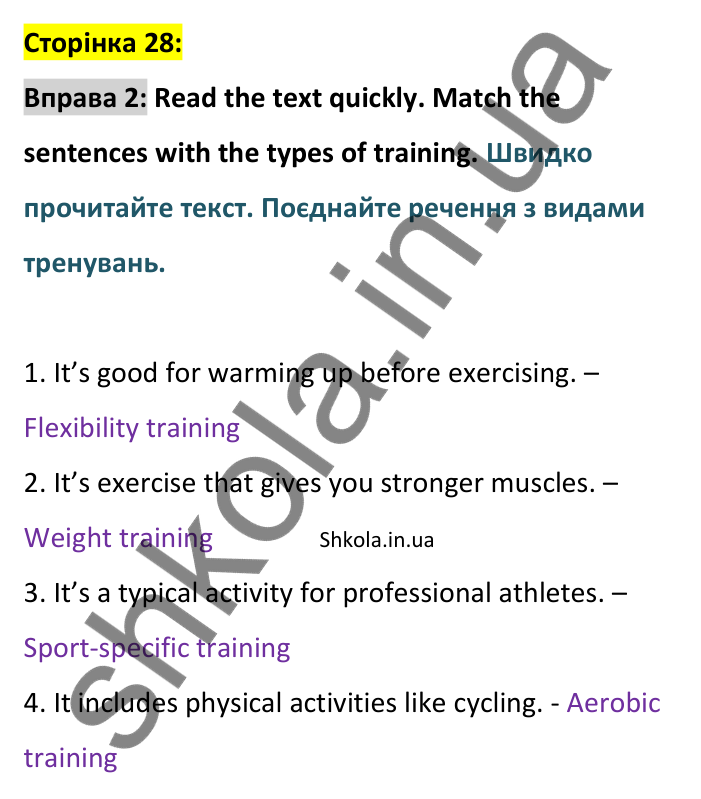 Відповідь до вправи 2, сторінка 28 - ГДЗ Англійська мова 8 клас Стайрінг 2025. Prepare 8