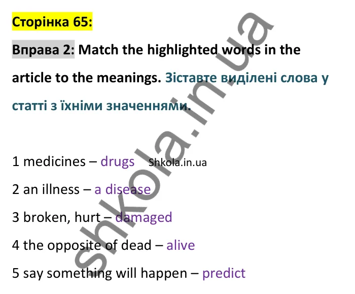 p65-ex2 Відповідь до вправи 2, сторінка 65 - ГДЗ Англійська мова 8 клас Стайрінг 2025. Prepare 8