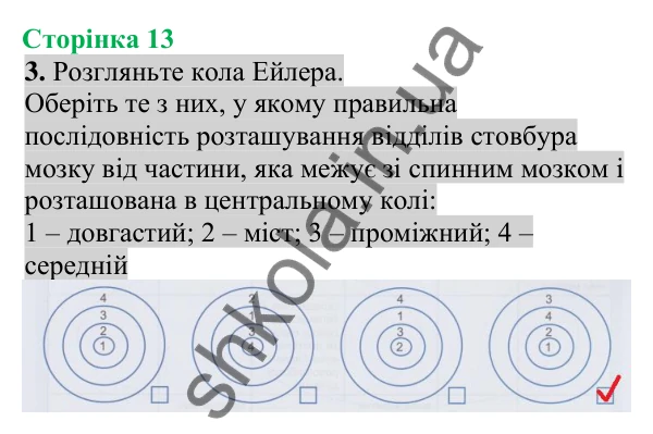 Відповідь до завдання 3 (с. 13) з біології для 8 класу (Кулініч, 2025): Головний мозок людини