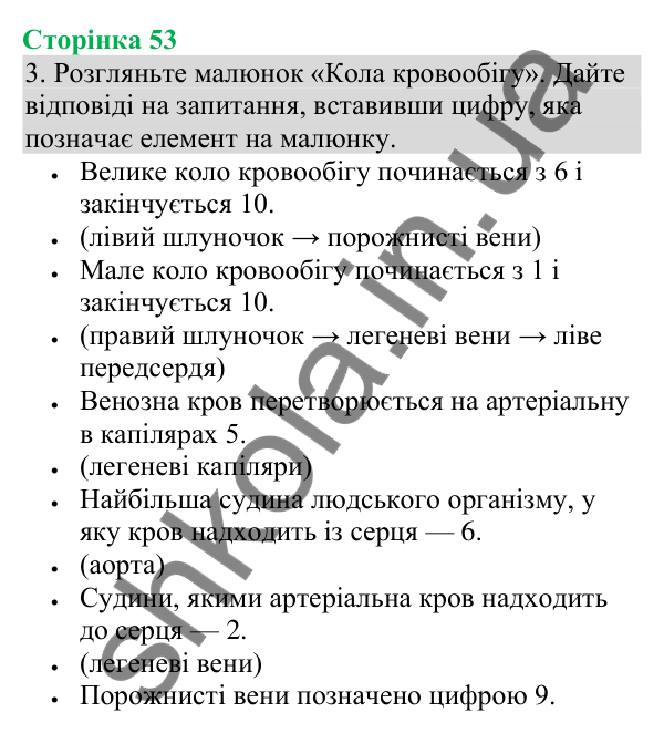 Відповідь до завдання 3 (с. 53) з біології для 8 класу (Кулініч, 2025): Будова та функції кровоносних судин