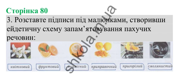 Відповідь до завдання 3 (с. 80) з біології для 8 класу (Кулініч, 2025): Сенсорні системи нюху, смаку