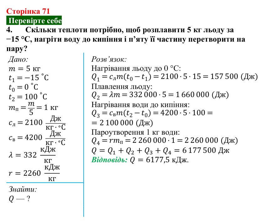 Відповідь до завдання 4 (с. 71) з фізики для 8 класу (Максимович, 2025): Кипіння