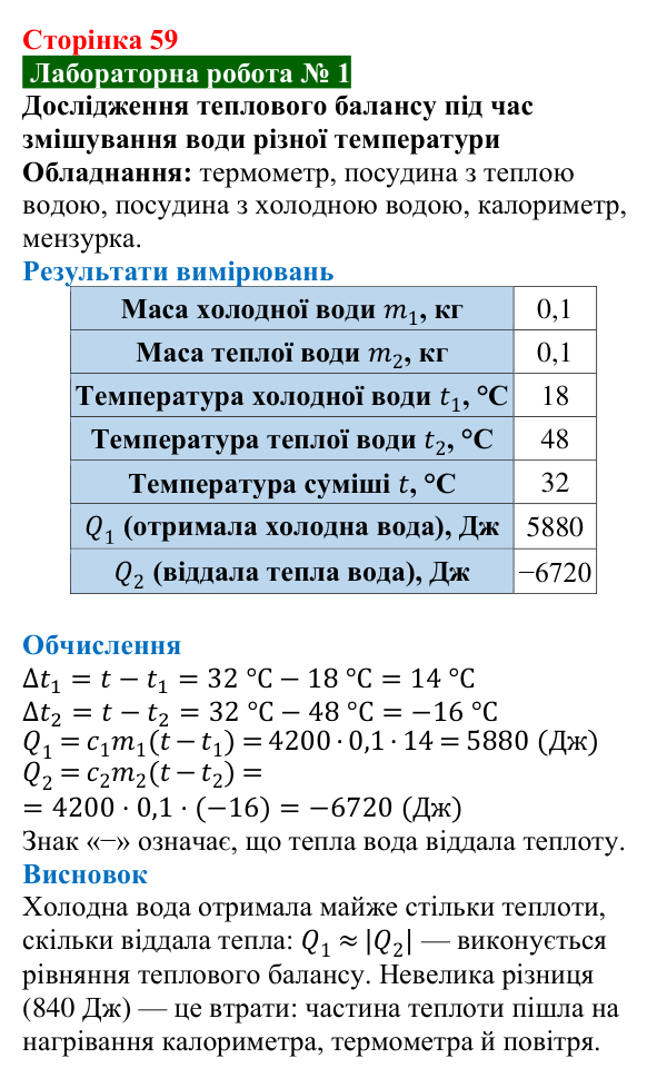 Лабораторна робота № 1 до § 8 (с. 59) з фізики для 8 класу (Засєкіна, 2025)