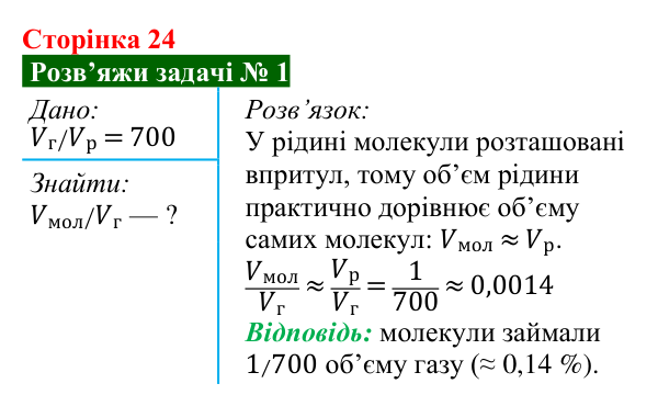 Розв’язок задачі 1 до § 2 (с. 24) з фізики для 8 класу (Засєкіна, 2025): Агрегатні стани речовини