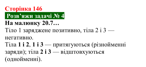 Розв’язок задачі 4 до § 20 (с. 146) з фізики для 8 класу (Засєкіна, 2025): Сила електричної взаємодії
